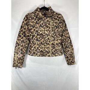 Vigoss Women Size S Leopard Print Faux Leather Jacket/Coat purple label